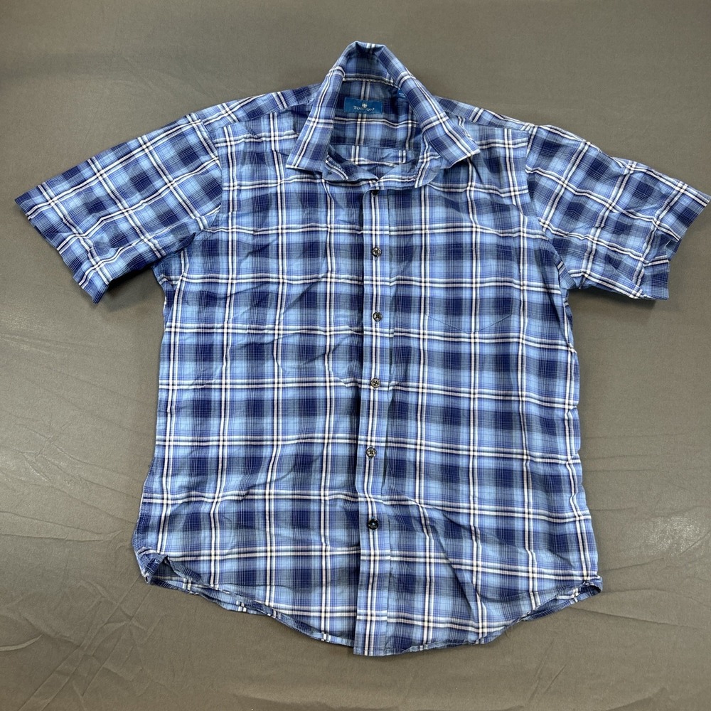 Toscano Button Up Plaid Shortsleeved Short Size Small